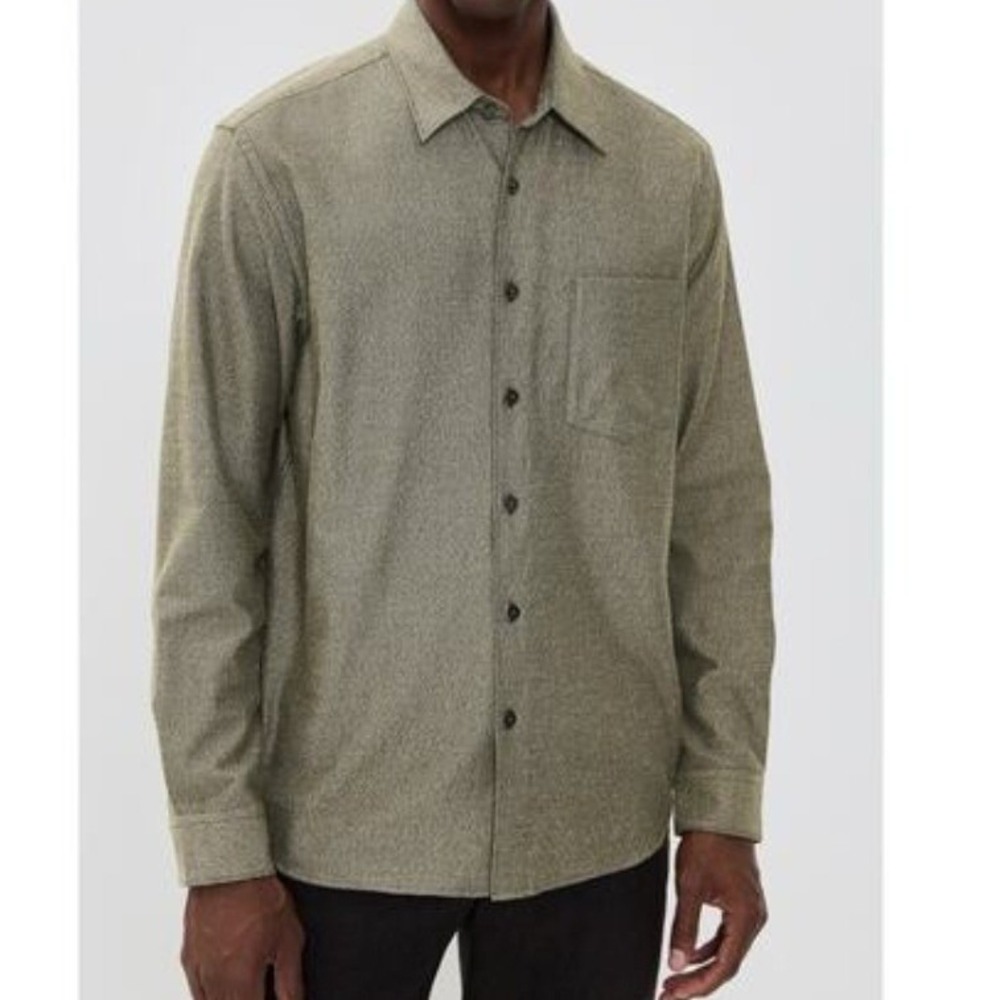 Theory Irving Linen Shirt Sage Green Long Sleeve Button Down XL